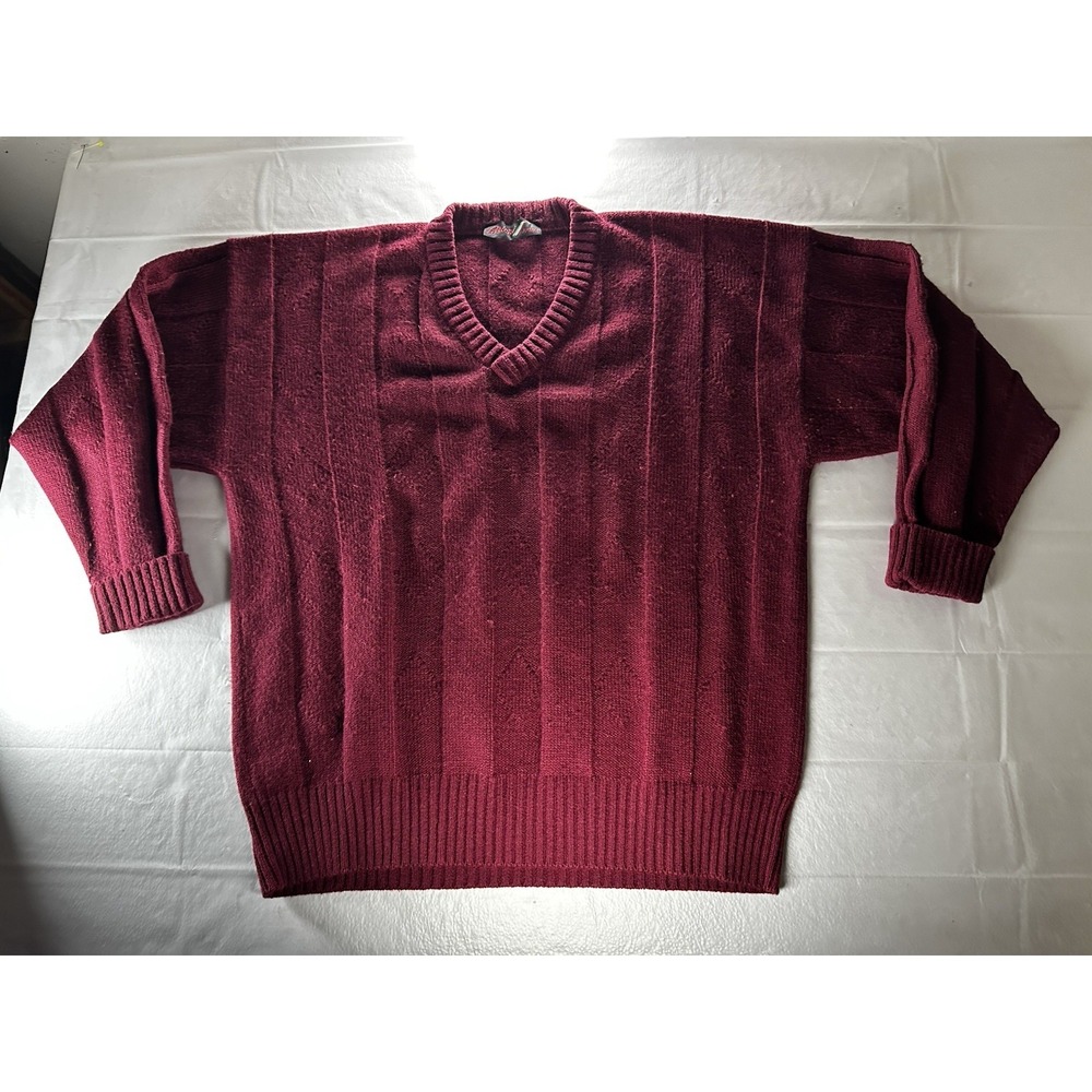 Brioni Roma Sweater‎ Men's XL Burgundy V Neck Knit Pullover No Size Tag
